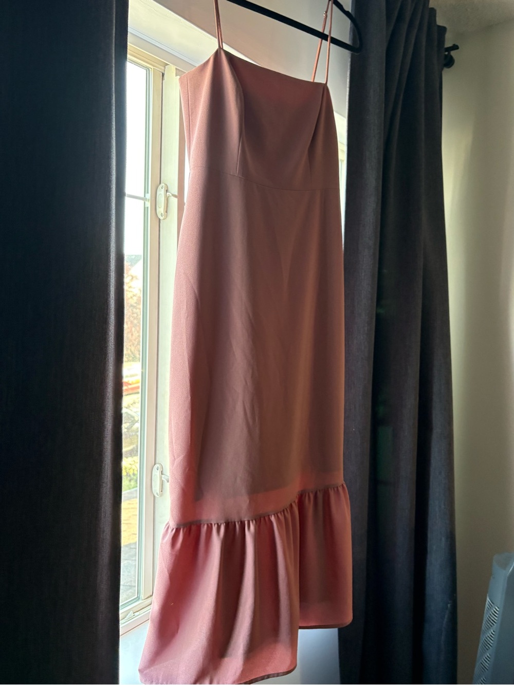 Park & Fifth Dusty Rose Midi Slip Dress with Ruffle Hem